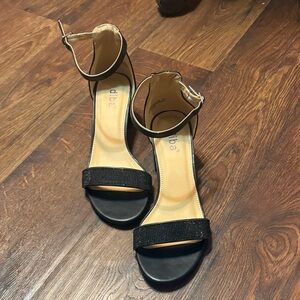 Diba Black Strappy Ankle-Heel Sandals